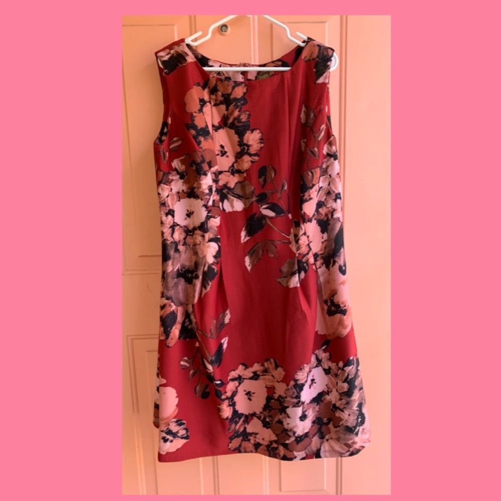 Red knee length a-line dress, NWOT, 16